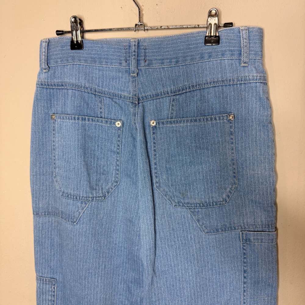 BDG Urban Outfitters Blue Victoria Pinstripe Carpenter Cropped Jeans Size 27 - Picture 9 of 13